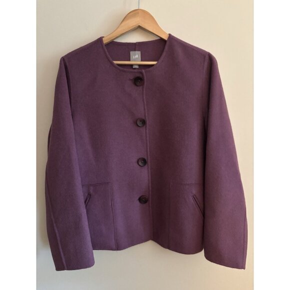 J. Jill Jackets & Blazers - J Jill Jacket Wool Angora Button Front Plum Purple Women’s Size Large